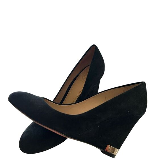 Tory Burch Shoes - Tory Burch Black Suede Astoria Wedge Heels Size 7.5